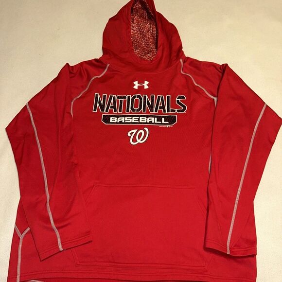 Washington Nationals Hoodie Mens XL Loose Sweatshirt Red Under Armour NWT - Picture 9 of 16